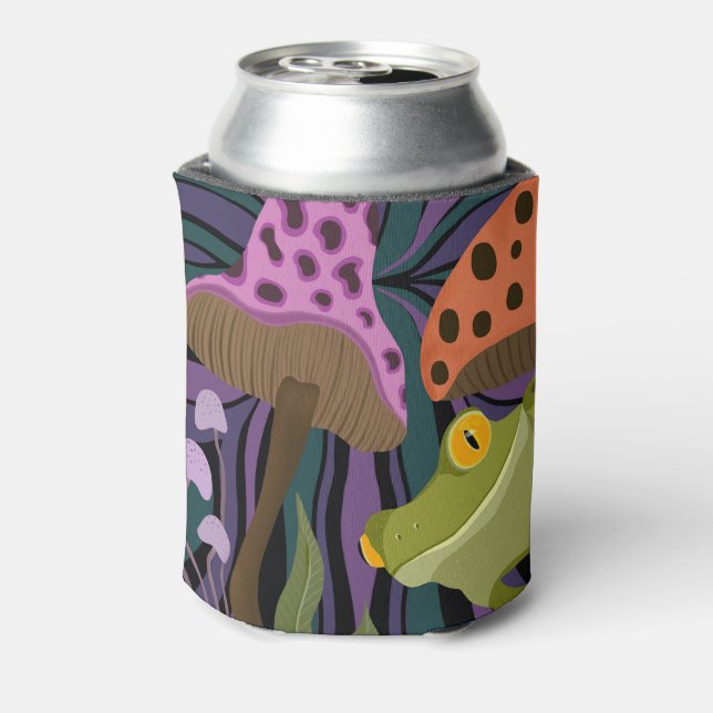 Enfriador De Latas Rana Arbórea Y Hongos (Reverso de la lata)