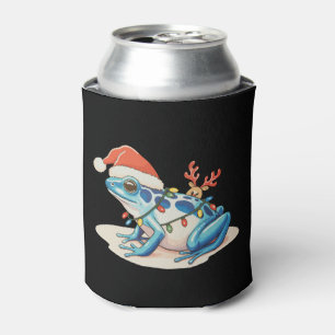 Enfriador De Latas Rana venenosa sombrero de Santa luces de Navidad N