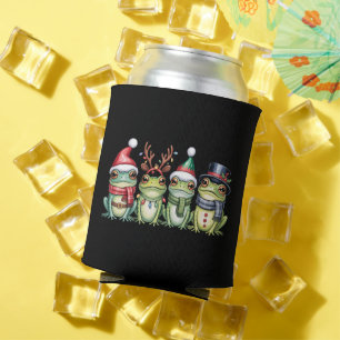 Enfriador De Latas Ranas Navidad Amante De Las Ranas Lindo Santa Anim