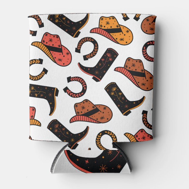 Enfriador De Latas Rancho Cowboy: Salvaje West Seamless. (Anverso)