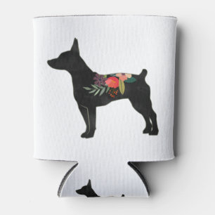 Enfriador De Latas Rat Terrier CC Dog Boho Floral Silhouette