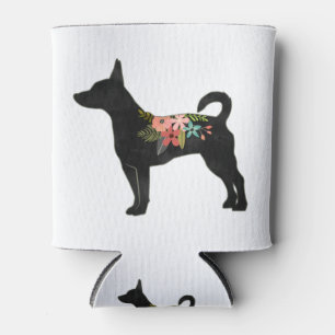 Enfriador De Latas Rat Terrier CN Dog Boho Floral Silhouette