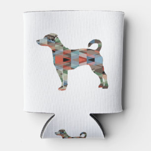 Enfriador De Latas Rat Terrier Perro Raza Geo Silhouette Placa