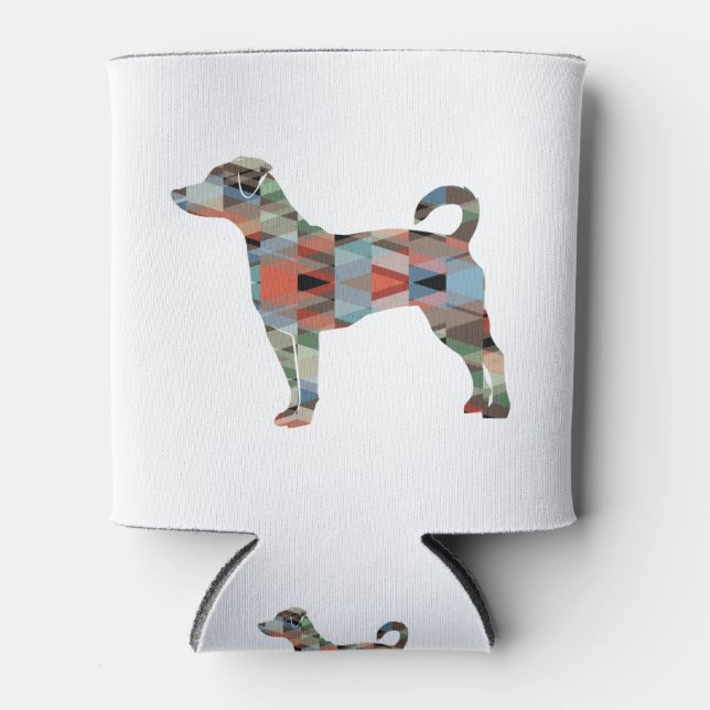 Enfriador De Latas Rat Terrier Perro Raza Geo Silhouette Placa (Anverso)