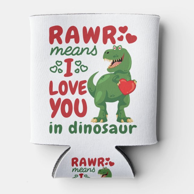 Enfriador De Latas Rawr Significa Que Te Amo En Dinosaurio (Anverso)