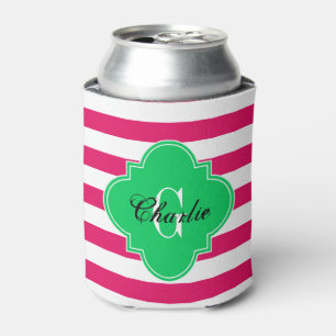 Enfriador De Latas raya de rugby verde esmeralda