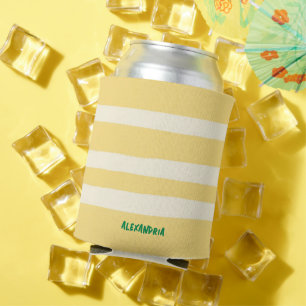 Enfriador De Latas Rayas Amarillas Chic Retro Personalizadas