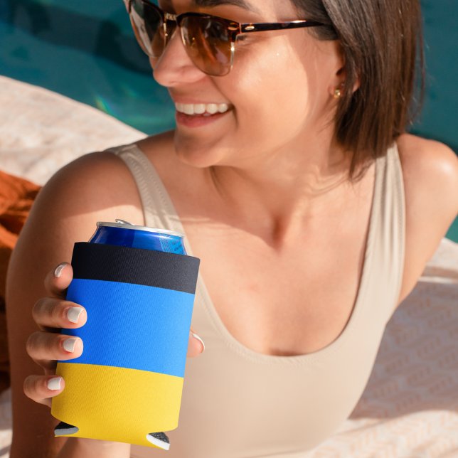 Enfriador De Latas Rayas azules amarillas (can cooler)