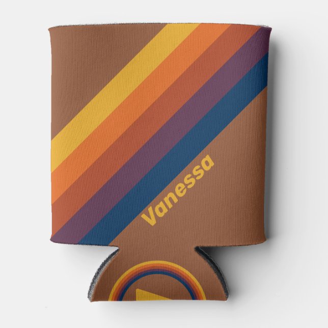 Enfriador De Latas Rayas de arcilla al sol con nombre (Anverso)