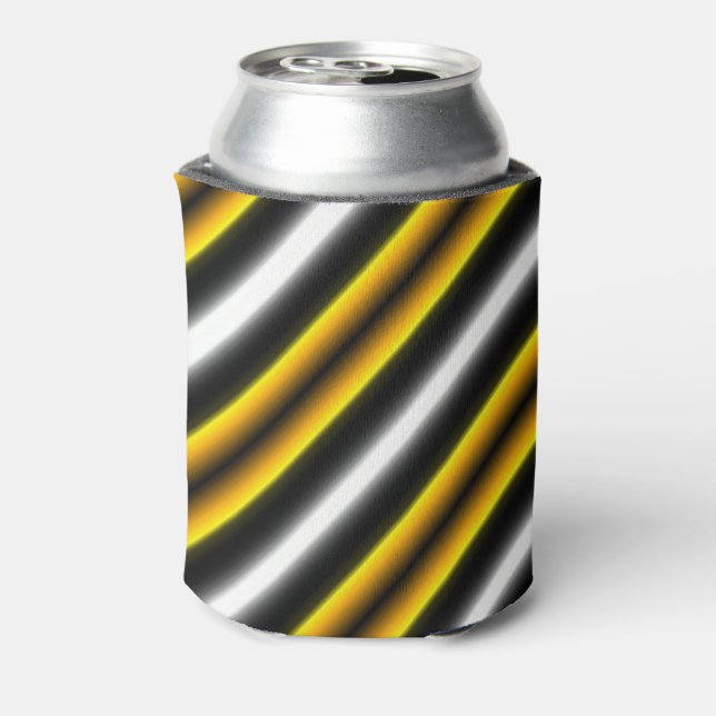 Enfriador De Latas Rayas de arcoiris blancas amarillas (Reverso de la lata)