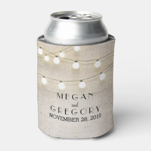 Enfriador De Latas Rayas de cadena Burlap Rustic