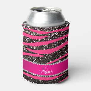 Enfriador De Latas Rayas de cebra rosadas calientes rayas negras purp