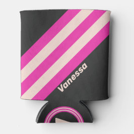 Enfriador De Latas Rayas de chicle retro con nombre