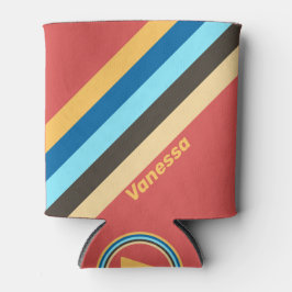 Enfriador De Latas Rayas de murmullo retro con nombre