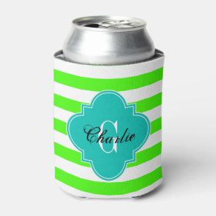 Enfriador De Latas Rayas de Rugby Verde Azulado
