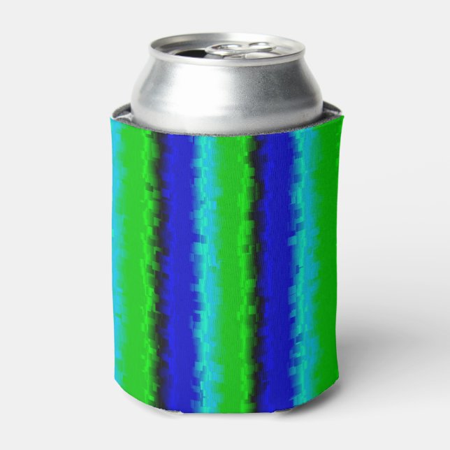 Enfriador De Latas Rayas de vidrio roto verde azul (Lata Anverso)