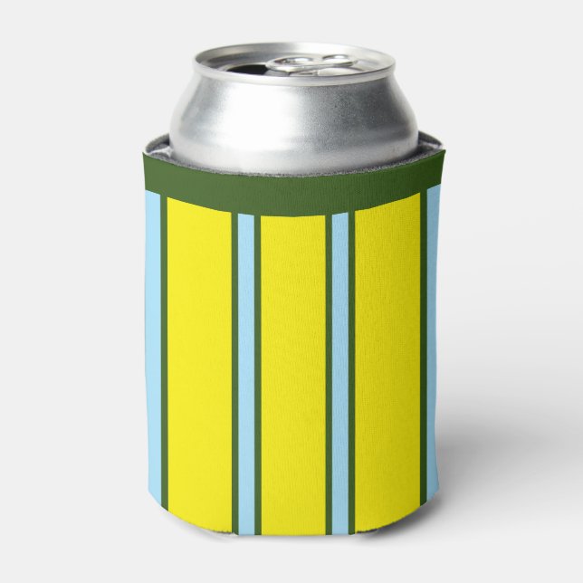 Enfriador De Latas Rayas de yema, Refrigerador de bebidas amarillo li (Lata Anverso)