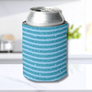 Enfriador De Latas Rayas Horizontales de Estilo Brillante Azul Oceáni
