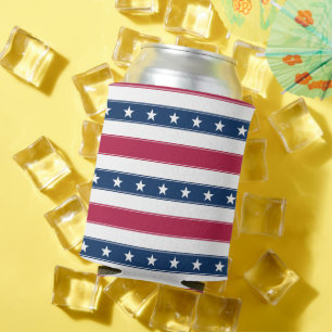 Enfriador De Latas Rayas Horizontales Patrióticas con Estrellas