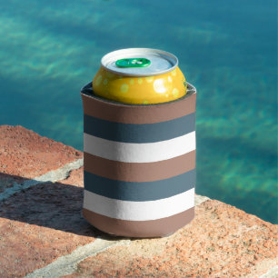 Enfriador De Latas Rayas Mocha Marrón Blanco Verde azulado