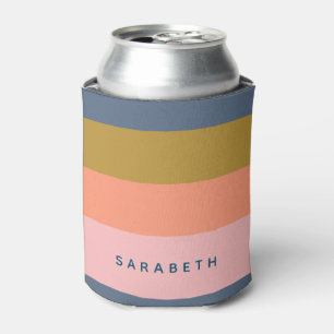 Enfriador De Latas Rayas Modernas Elegantes Tonos Terrosos Bonitos Pe
