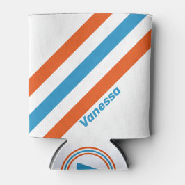 Enfriador De Latas Rayas nostálgicas de verano con nombre