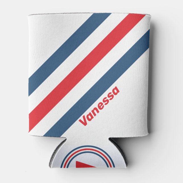 Enfriador De Latas Rayas nostálgicas postman con nombre (Anverso)