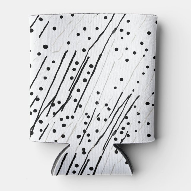 Enfriador De Latas Rayas o puntos de polka negro, blanco, gris