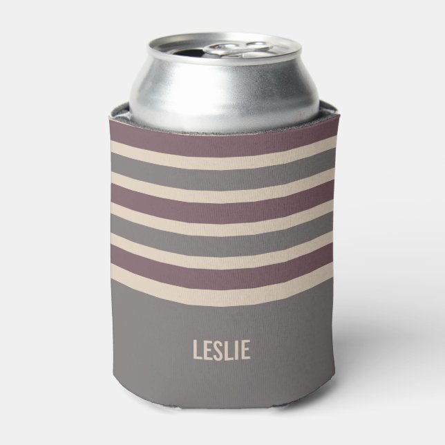 Enfriador De Latas Rayas Patrón personalizado monograma refrigerador  (Lata Anverso)