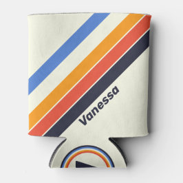 Enfriador De Latas Rayas Retro cinco con Nombre