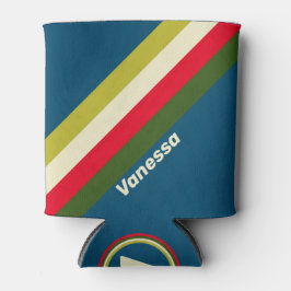 Enfriador De Latas Rayas Retro de Rugby con Nombre