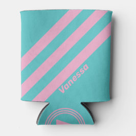 Enfriador De Latas Rayas Retro de South Beach con Nombre