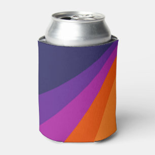 Enfriador De Latas Rayas retro diagonales púrpura y naranja