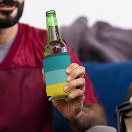 Enfriador De Latas Rayas rojas y amarillas entre tonos azules