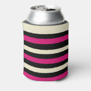 Enfriador De Latas Rayas rosadas calientes Patrón simple Guay