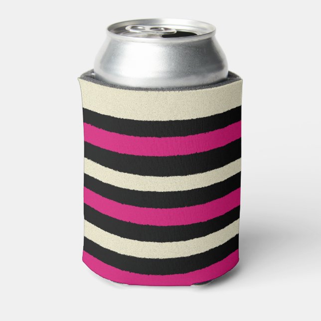 Enfriador De Latas Rayas rosadas calientes Patrón simple Guay (Reverso de la lata)