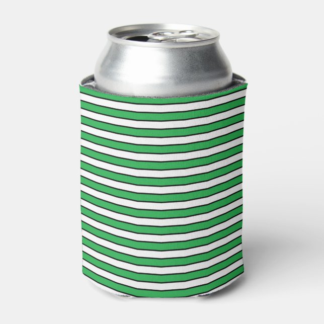 Enfriador De Latas Rayas verdes, blancas y negras (Lata Anverso)