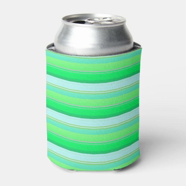 Enfriador De Latas Rayas verdes de agua dulce (Lata Anverso)