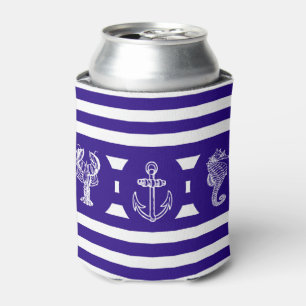 Enfriador De Latas Rayas y criaturas náuticas del mar
