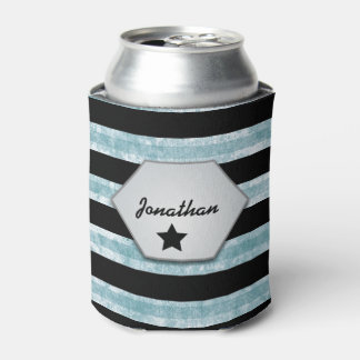 Enfriador De Latas Rayas y estrella para él Nombre personalizado A02