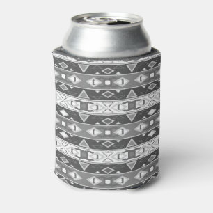Enfriador De Latas Rayas y formas geométricas gris blanco