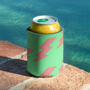Enfriador De Latas Rayo rosa y verde vibrante de vuelta a la escuela
