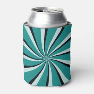 Enfriador De Latas rayos solares de estilo retro azul, turquesa y neg