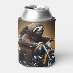 Enfriador De Latas Rebel Sloth: Motocicleta con cuero