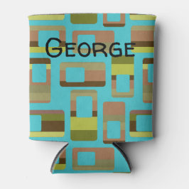 Enfriador De Latas Rectángulos a rayas turquesas