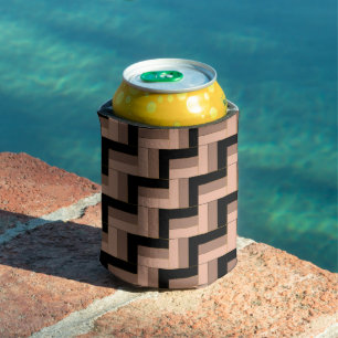 Enfriador De Latas Rectángulos geométricos de Mocha negra marrón