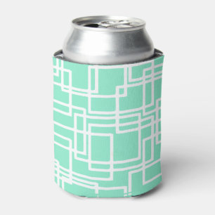 Enfriador De Latas Rectángulos Modernos Retro Sobre Aqua Diluida