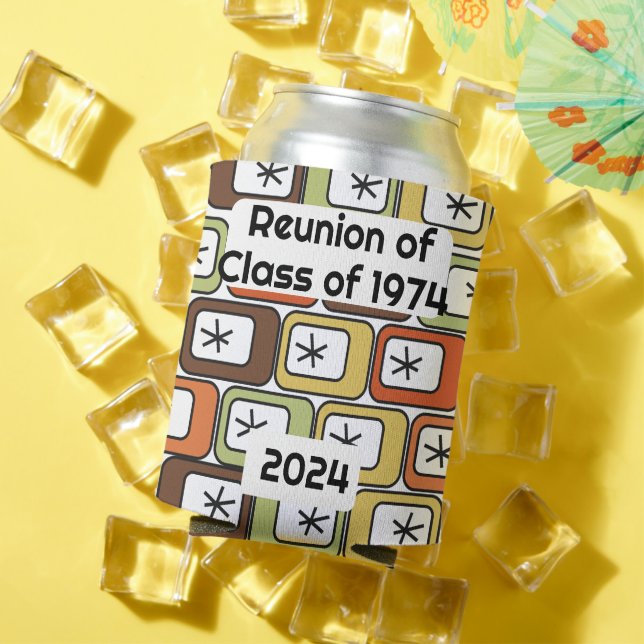 Enfriador De Latas Rectángulos retro con estallidos estelares (Verano in situ)