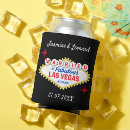 Enfriador De Latas Recuerdo de boda recién casados Las Vegas
