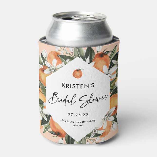 Enfriador De Latas Recuerdos de boda con tema de naranja Cutie Citrus (Lata Anverso)